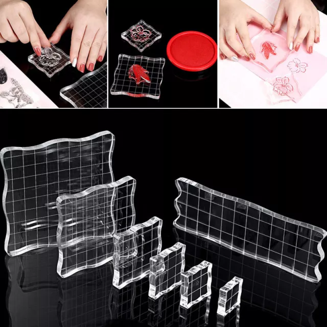 7Pcs Acrylic Clear Stamp Scrapbooking Block Pad DIY Handmade Tool Transparent UK