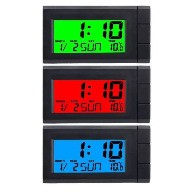 2 In 1 Car Digital LCD Electronic Time Clock Thermometer Noctilucent Deco[  S9A1 3