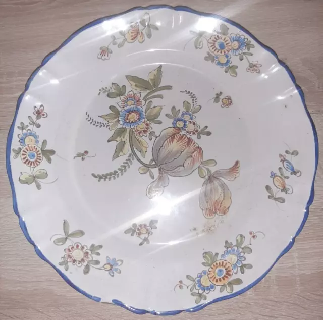 Ancien Plat en porcelaine faience St clément a décors florale