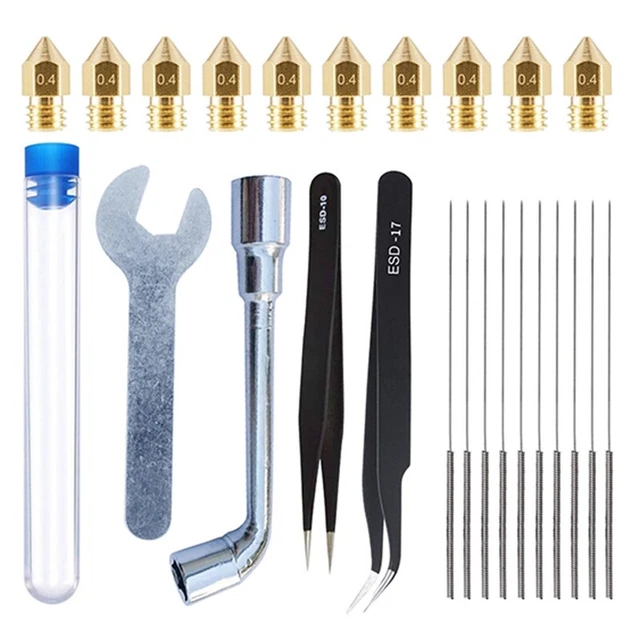 3D Printer Nozzles Kit with 10Pcs MK8 0.4mm 3D Printer Brass Nozzles Extruder f