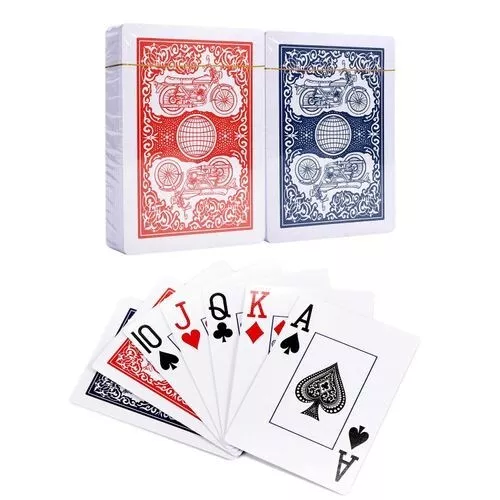 Professional Plastic Coated Playing Poker Cards Game 2 Decks 1 Blue and 1 Red 2