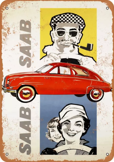 Metal Sign - 1958 Saab Automobiles - Vintage Look Reproduction