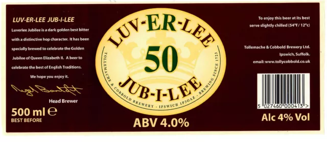 Royal Commemorative Beer Label: Tollemache & Cobbold, Ipswich for Jubilee 2002