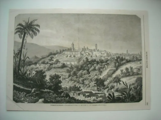 1863 Engraving. Mexico Expedition. General View Of Jalapa. Back Explanatory..