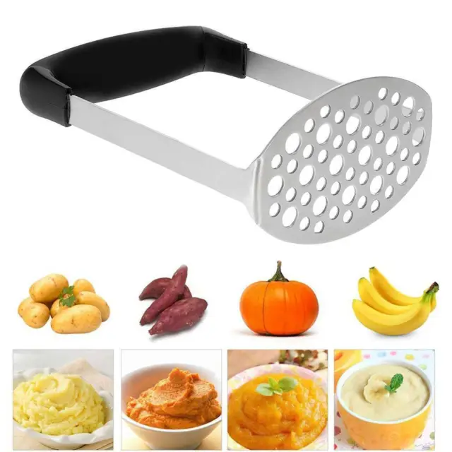 Heavy Duty Stainless Steel Wide Grip Metal Potato Cook Masher Tool Durable