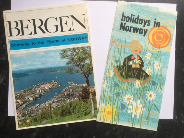 Vintage Norway Tourist Brochures Bergen & Holidays & original hotel photo
