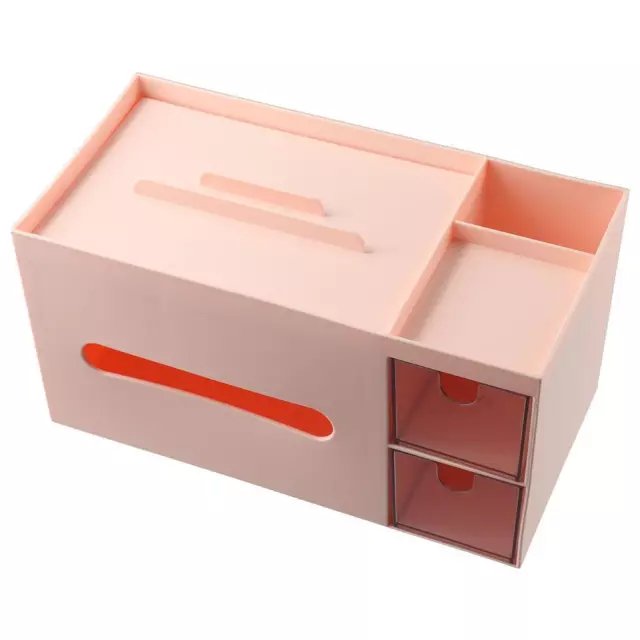 Plastic Cute Box Holder with 2 Small Drawers Pink Modern Napkin Box