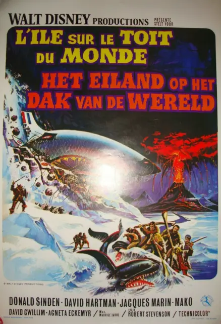 ISLAND AT THE TOP OF THE WORLD Belgian One Sheet Film Poster DISNEY BELGIUM 1974