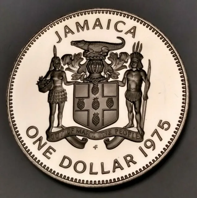 1975 Jamaica $1 Proof - PM Bustamante - Large One Dollar Coin - Only 16k Minted!