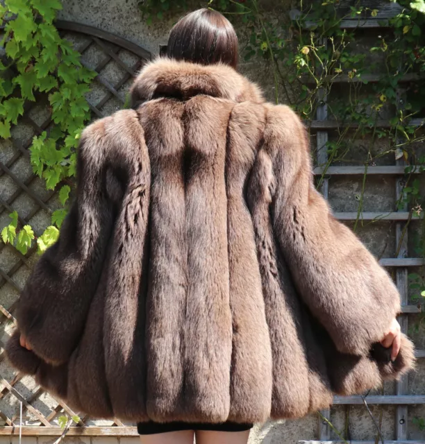 Veste En Fourrure Vintage Renard Bleu - Taille M - Occasion Très Bon État