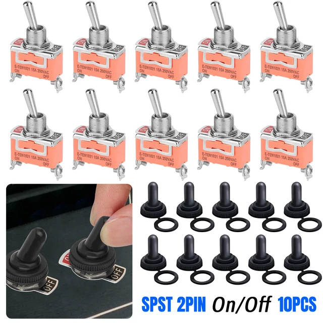 POWER TOGGLE SWITCH ON/OFF/ON Heavy Duty 15A 250V SPST 2 Terminal Car ...