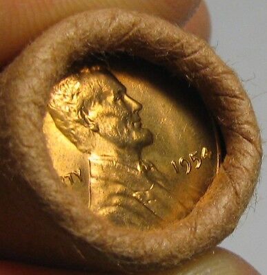 1954 P Obw Old Bank Wrap Roll Bu Uncirculated Lincoln Wheat Cent Pennies