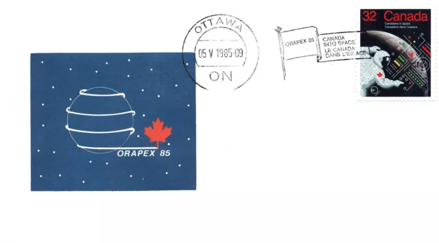 Canada Event Cachet Cover "Canada Into Space" Postmark At Ottawa Orapex 1985 Ii