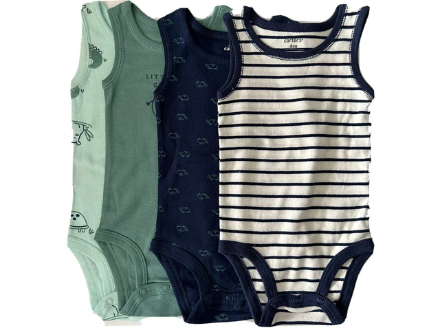 Carters Sleeveless One Piece Body Suit Baby Boys Size 6 Mo Set of 4