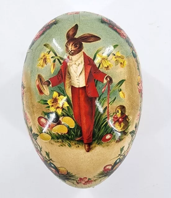 Vtg German Paper Mache Easter Candy Container Egg Rabbit Walking Chick Germany