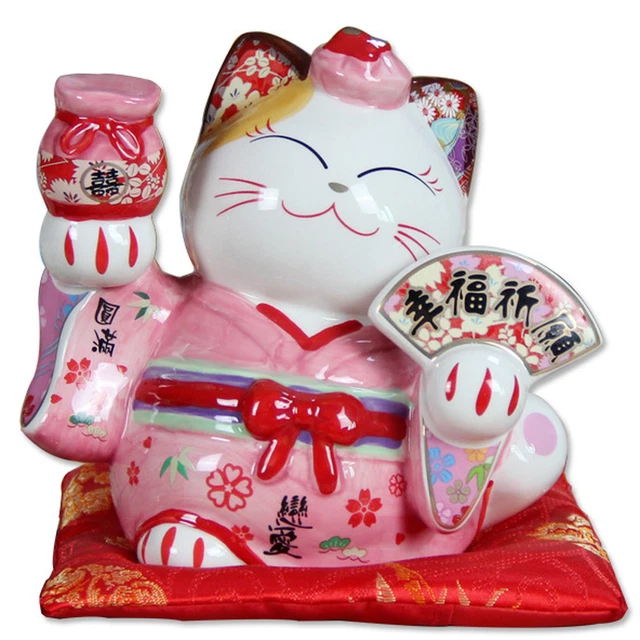 13.5cm Ceramic Maneki Neko Lucky Cat Money Box Fortune Feng Shui Crafts Decor