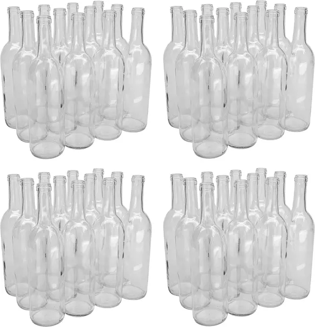 750Ml Glass Bordeaux Wine Bottle Flat-Bottomed Cork Finish - 48 Bottles (4 Cases