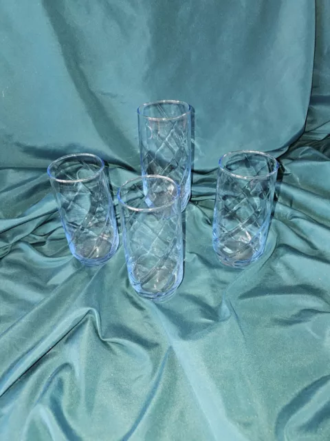 Libbey Light Blue Swirl 12 oz. Glasses Tumblers Set Of 4 EXCELLENT CONDITION 6"