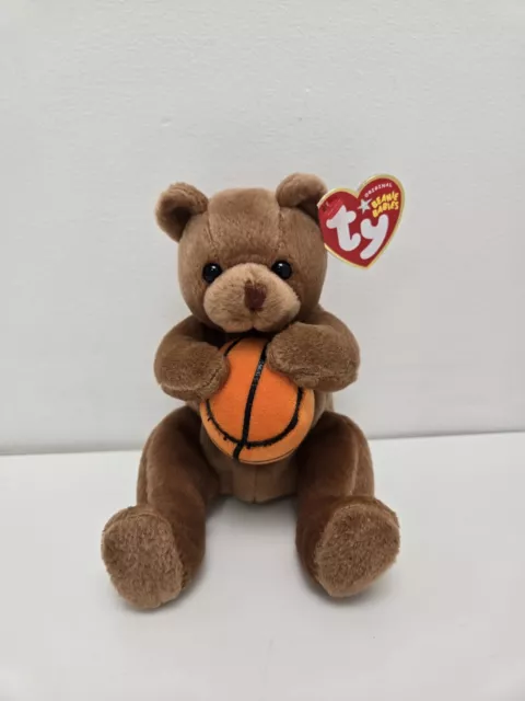 TY Beanie Baby “Hoops” Basketball Bear Retired Vintage Collectible MWMT (6 Inch)