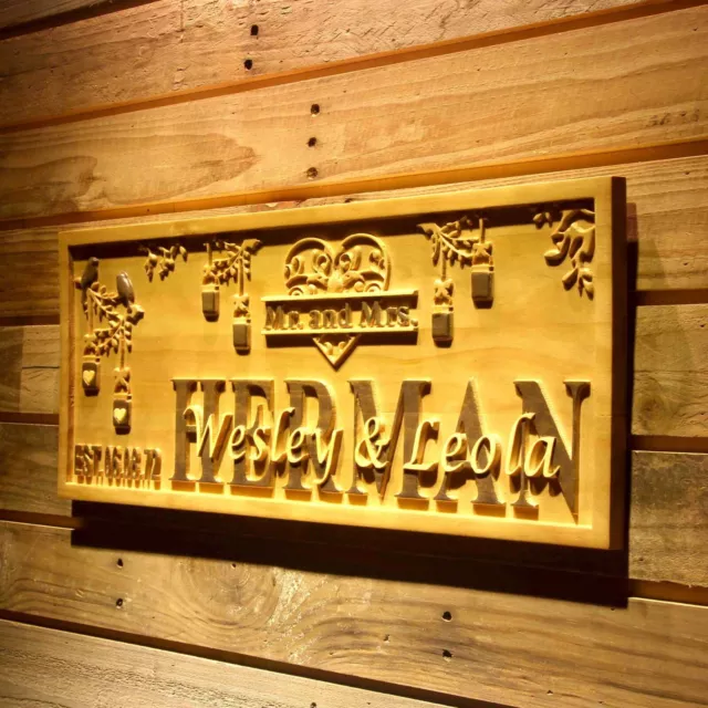 ADVPRO wpa0531 Name Personalized Mr. & Mrs. Decoration Wood Engraved Wooden Sign