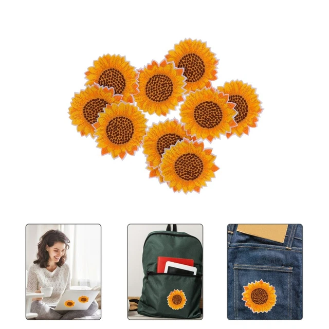 Parche de bordado de girasol bordado con flores 10 piezas