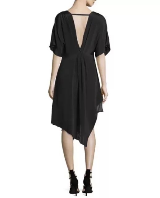 Alice + Olivia Geena Asymmetric Black Dress V-Neck  Short Sleeve Size 8 EUC 3