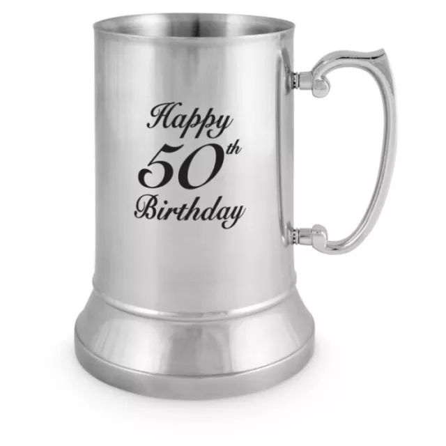 Metal Beer Happy 50th Birthday Stainless Steel Drinking Cup w/Handle 530ml