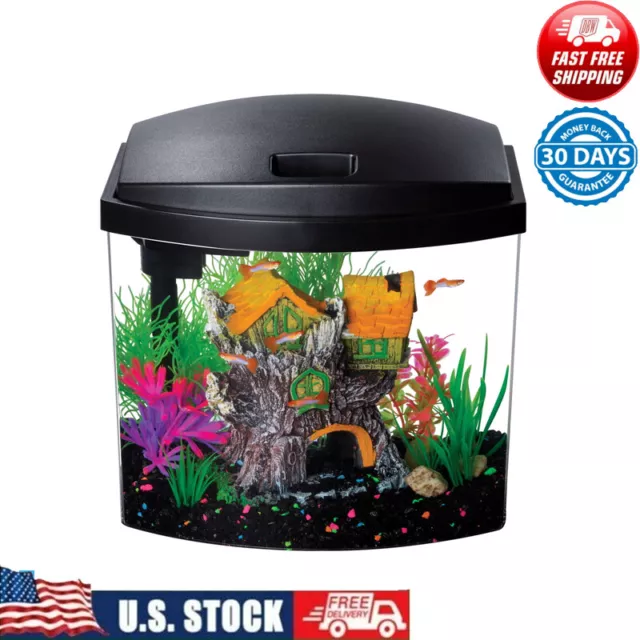 Fish Tank Aquarium Aquatic Starter Kit Clear 2.5 Gallons Acrylic Decoration Home