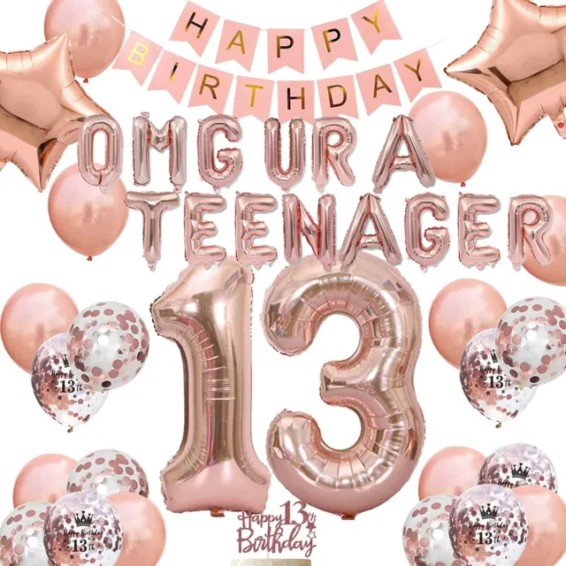 Official Teenager 13th Birthday Decorations for Girl Rose Gold Omg Ur a Teenager