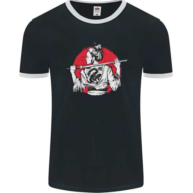 Samurai Tattoo Girl MMA Kenjutsu Kendo Iaido Mens Ringer T-Shirt FotL