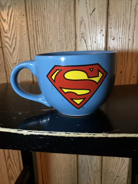 2012 DC Comics Superman 24oz Ceramic Coffee Soup Coco Mug Cup Blue Red Yellow