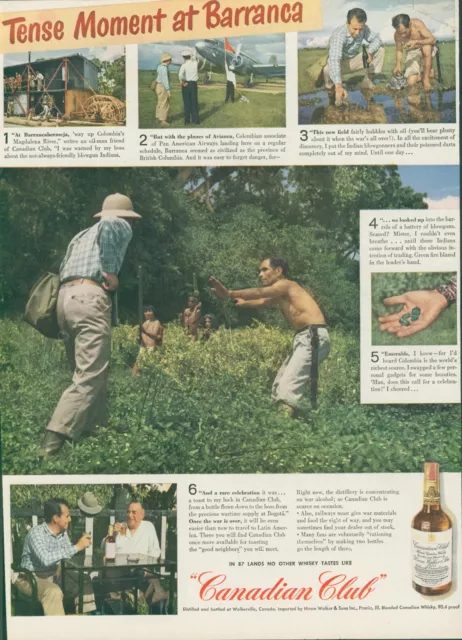 1944 Canadian Club Columbia Barranca Pan Am Plane Blowgun Vintage Print Ad L30