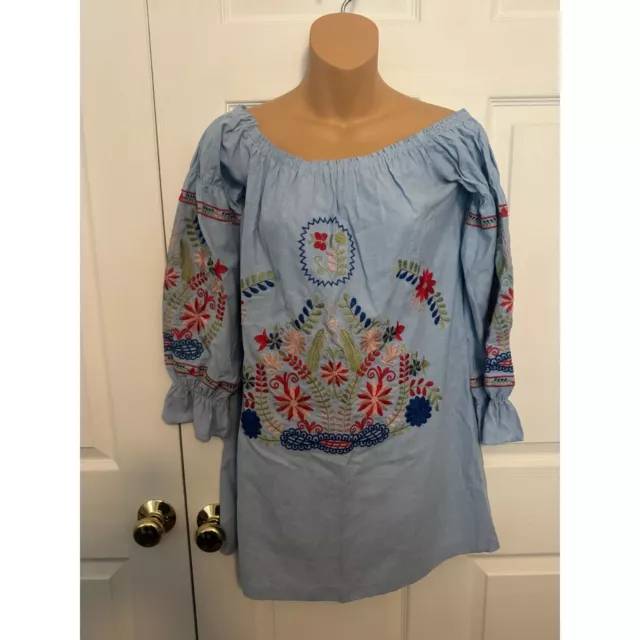 Karlie Off The Shoulder Embroidered Dress Size M