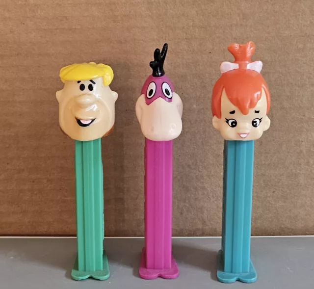 Vintage Flintstone PEZ Dispensers Barney, Dino, and Pebbles Lot of 3