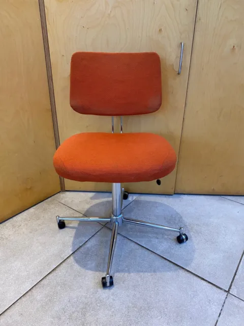 1970s Marima swivel orange office chair chrome mid century vintage