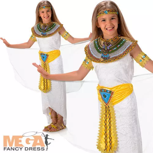 Regina del Nilo Cleopatra Bambine Abito Fantastico Antico Egitto Bambini Costume