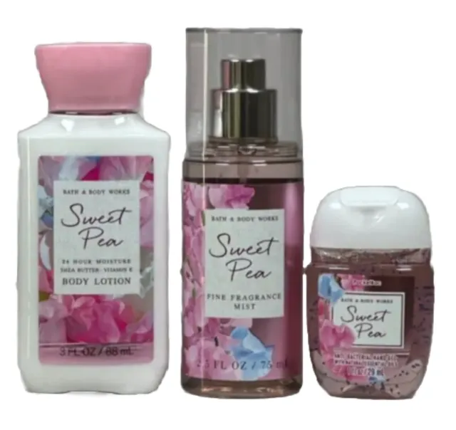 Bath & Body Works Sweet Pea Travel Size 3 Piece Gift Set Mist Lotion Pocketbac