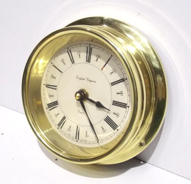 VINTAGE SHIPS BRASS wall clock English elegance quartz Essex bulkhead