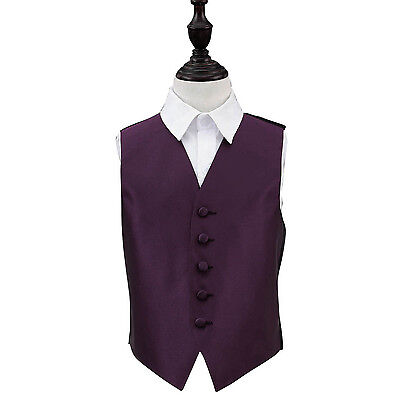 DQT Woven Plain Solid Check Cadbury Purple Boys Wedding Waistcoat 2-14 Years