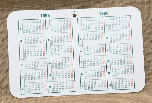 ROLEX 1998 1999 Calendar 14060 16610 16613 16618 16710 16700 16570