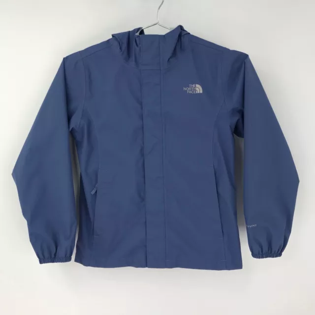 The North Face DryVent Rain Jacket Blue Zip Pockets Mesh Lined Hooded Youth 7-8
