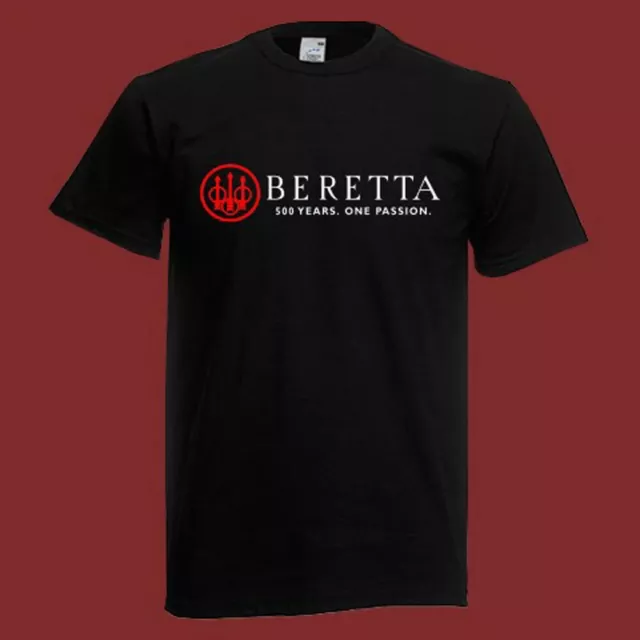 BERETTA Firearms Gun Red Logo Men's Black T-Shirt Size S-5XL