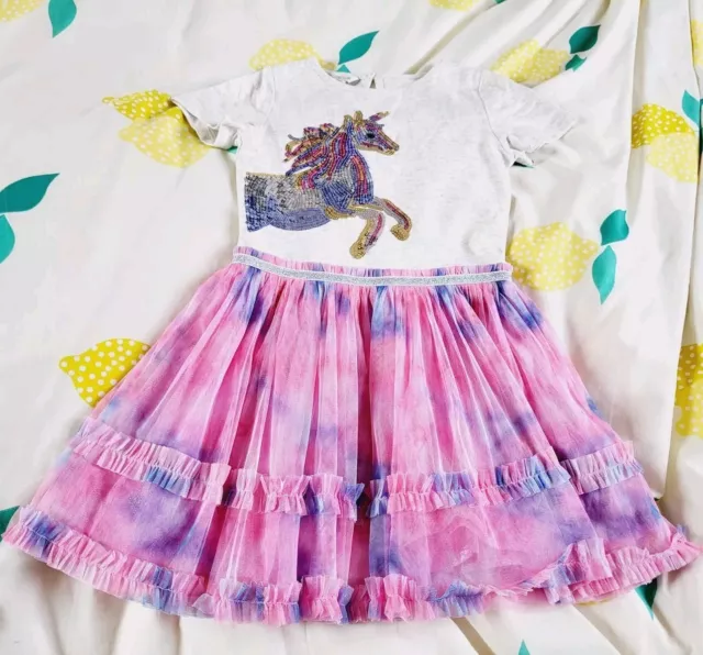 Monsoon Sparkle Pink Dress Sequin Unicorn 🦄 5 - 6 Yrs New+Tags £35 Combine Post