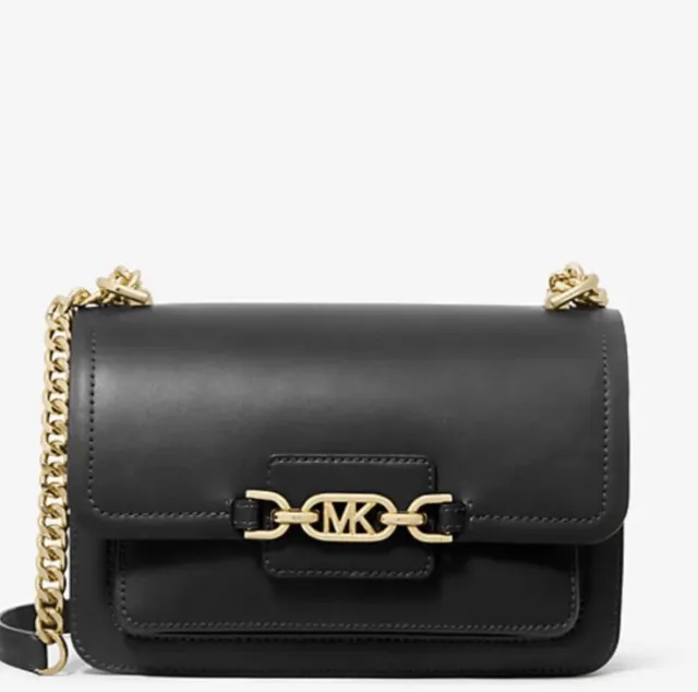 Michael Kors Heather Large Leather Shoulder Bag Black