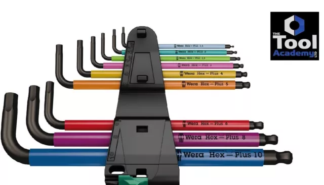 Wera Tools Colour Hex Allen Key Set Extra Long 1.5mm - 10mm Boxed And Clip