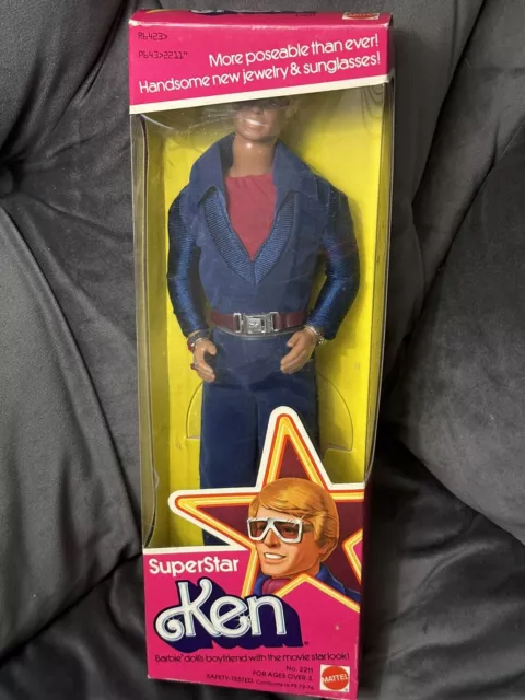 1977 Superstar Ken Barbie Doll Mattel 2211 Nrfb