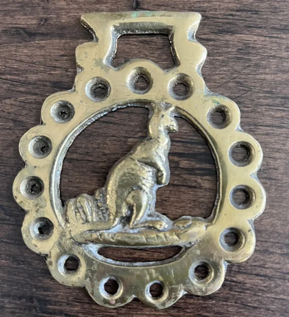 Antique Horse Equine Saddle Bridle Show Medallion Medal Brass Kangaroo Australia