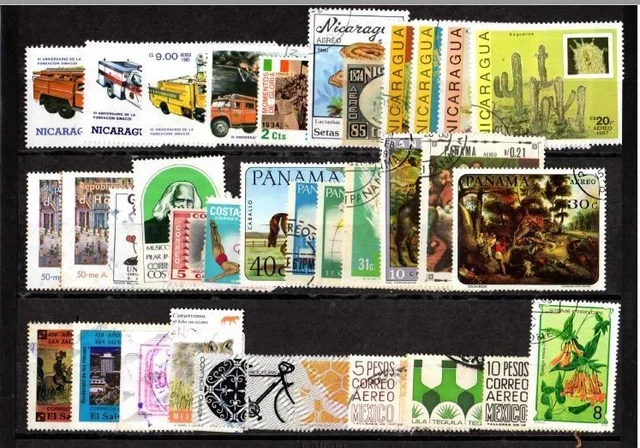 Mittelamerika – 35 verschiedene gestempelte Briefmarken