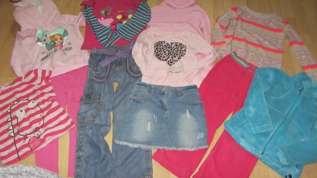 BUNDLE GIRLS 5-6 YEARS CLOTHES fleece jacket, trousers, tops,skirt,leggings,jean