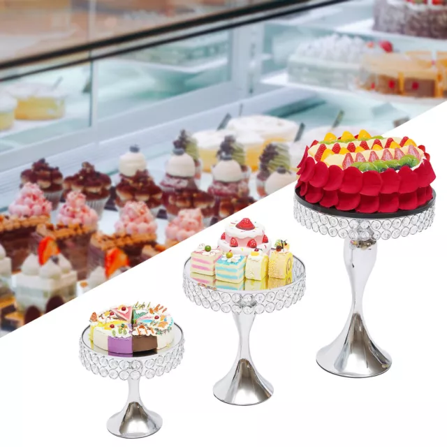 3Pcs Cupcake Stand Cake Dessert Holder Wedding Event Party Display Round Plate